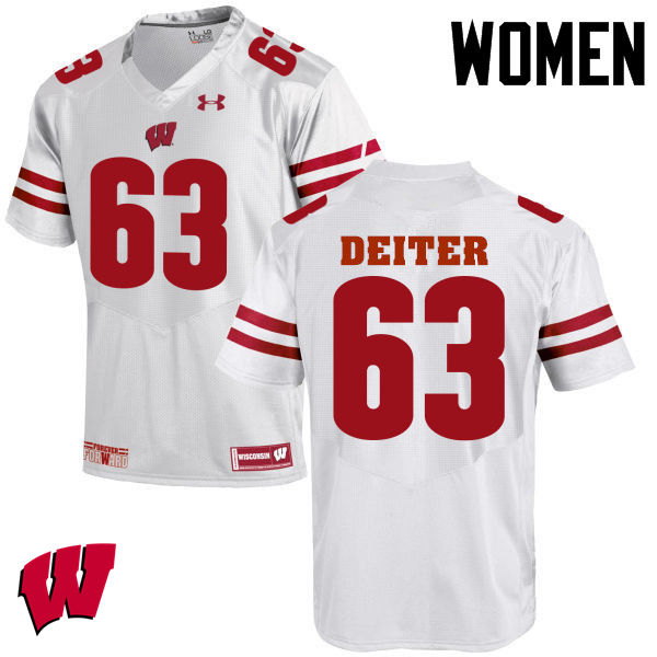 Wisconsin Badgers Women's #63 Michael Deiter NCAA Under Armour Authentic White College Stitched Football Jersey EL40A23TS